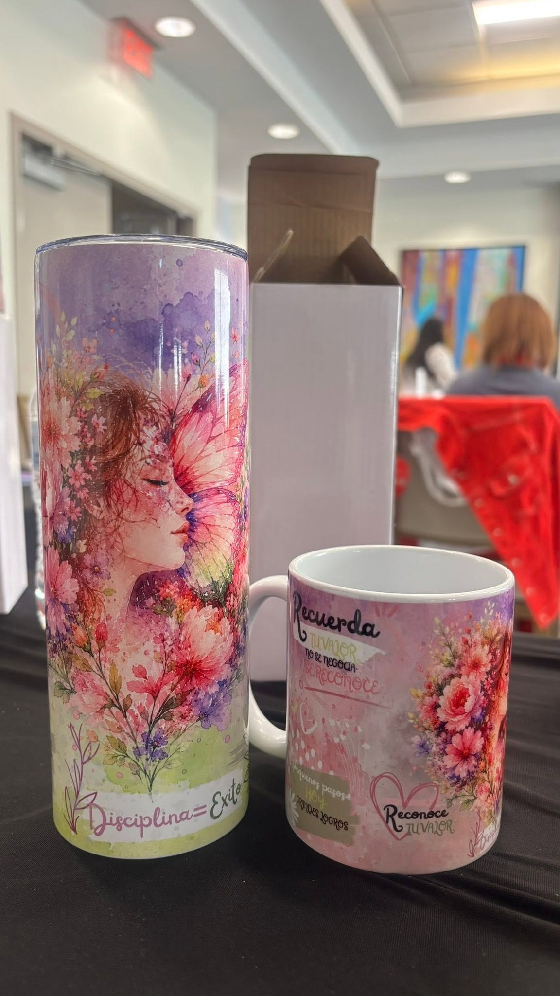 Termo floral y taza personalizada